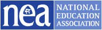 Blue logo of NEA NATIONAL EDUCATION ASSOCIATION