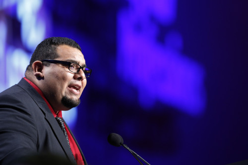 NEA Social Justice Activist of the Year Jose Lara speaks at the 94th Annual NEA Representative Assembly on July 5, 2015. (Photo by Scott Iskowitz)