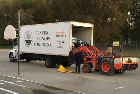 The Central Illinois Food Bank Truck outside Greenville Elementary School. 