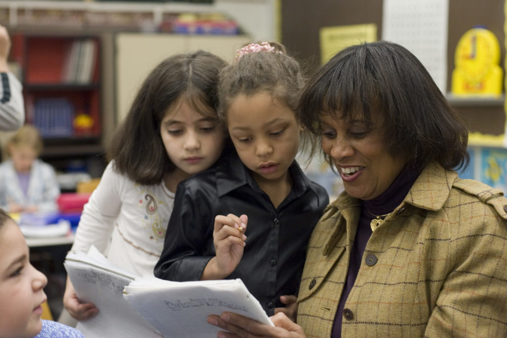 teacher with students