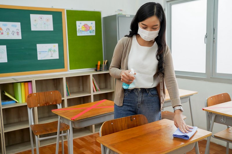 cleaning classroom