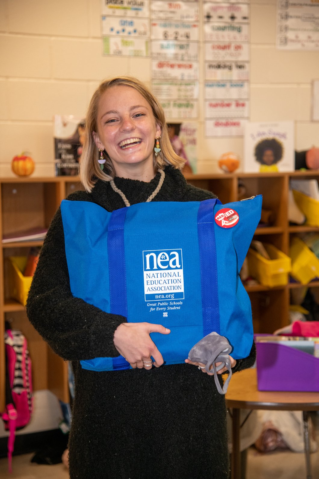 Read Across America winner Catherine Holub-Ward with her books