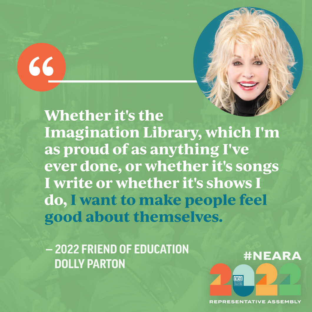 Graphic of this quote: Whether it's the imagination library, which I'm as proud of as anything I've ever done, or whether it's songs I write or shows I do, I want to make people feel good about themselves.