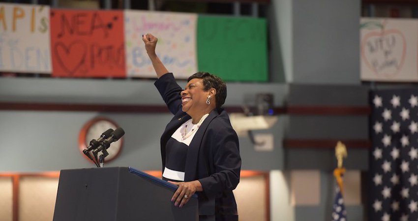 Becky Pringle at Biden speech