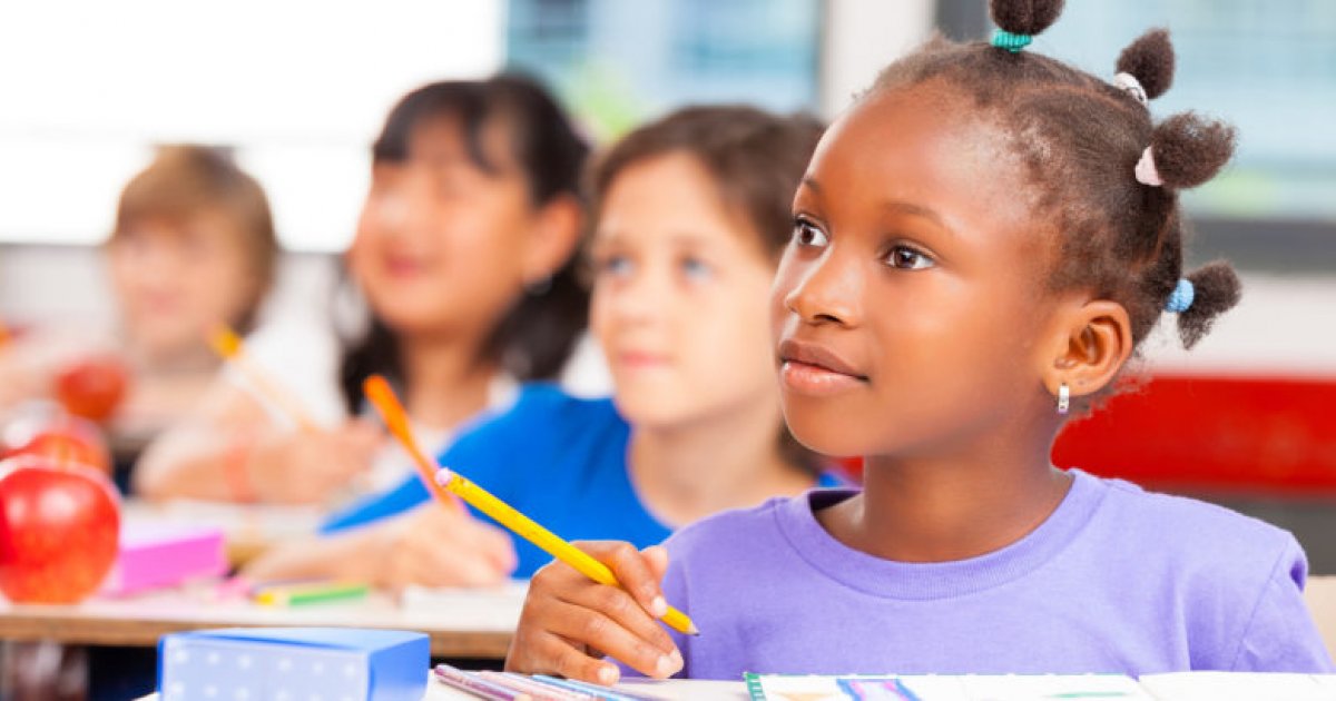 happy students in classroom