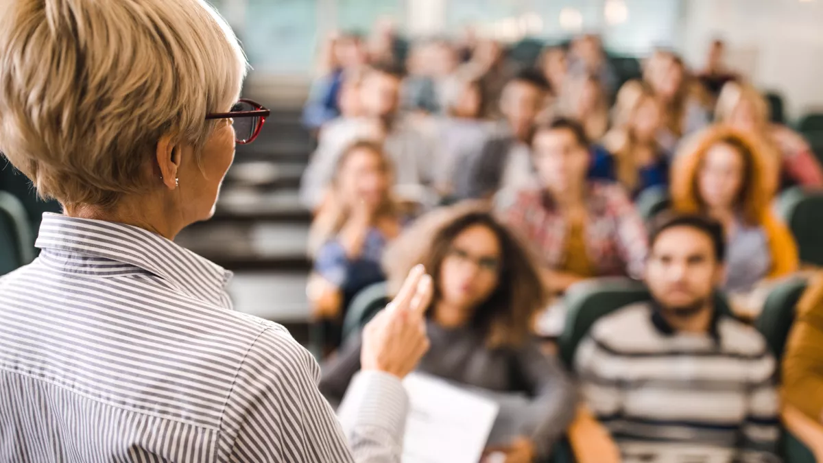 Professor leading her class