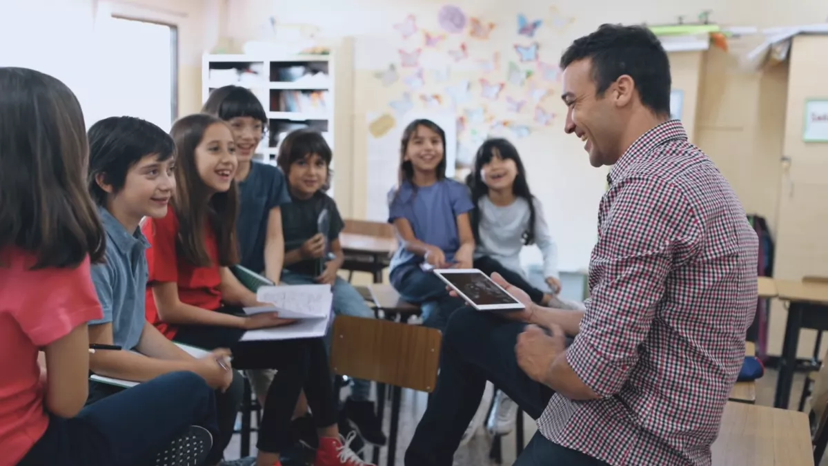 Teacher in front of a group of students