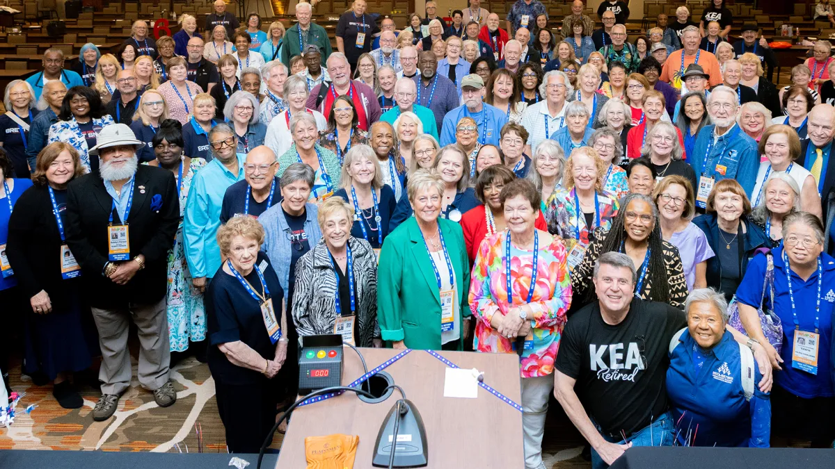 group photo of most of the attendees at the 2026 NEA Retired conference