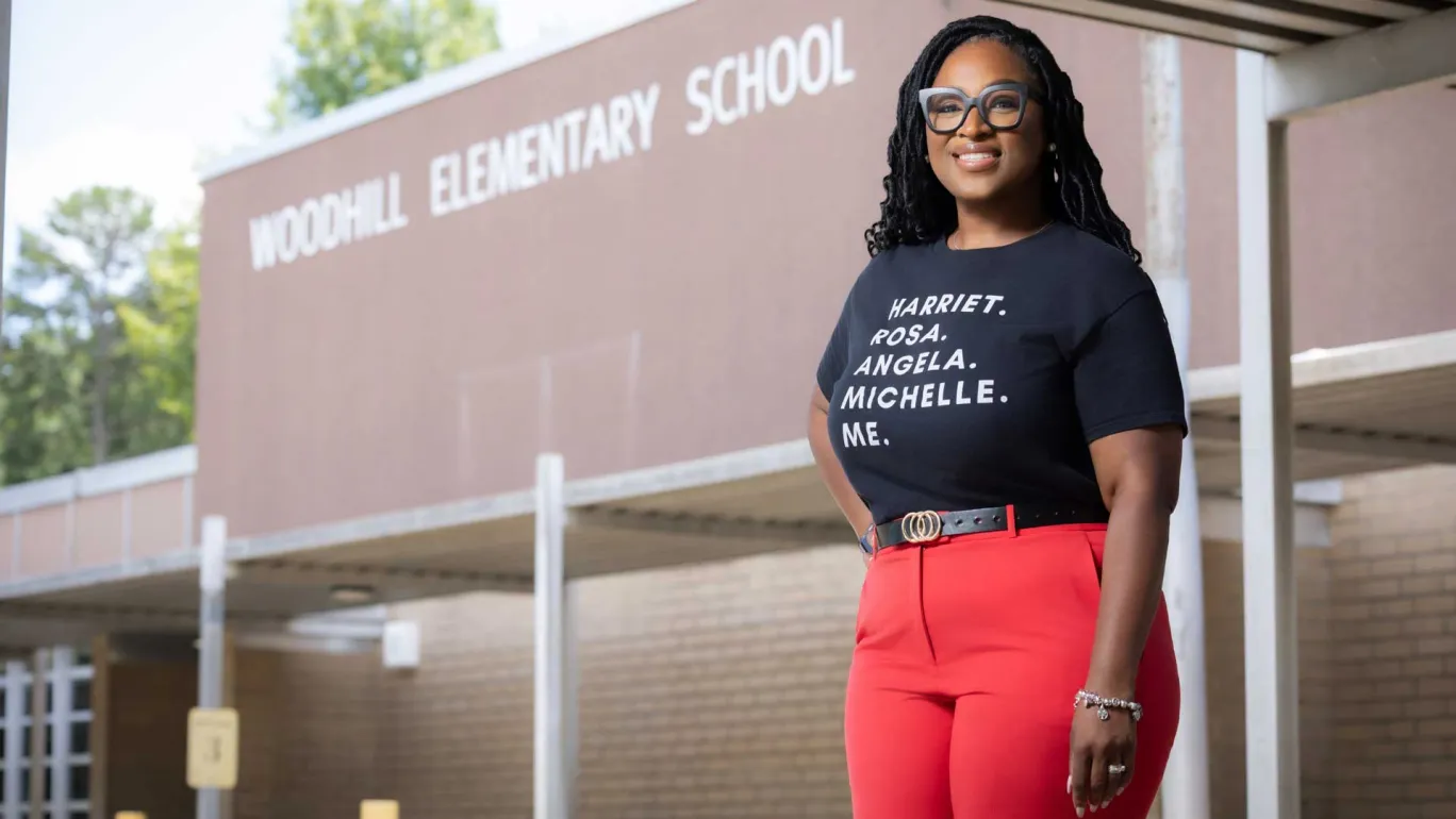 Cherie Feemster at Woodhill Elementary School, in Gastonia, N.C.