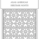 Coloring page that says Celebrate Arab American Heritage Month and includes a geometric design