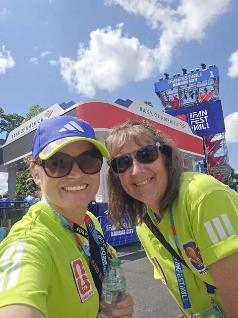 Nancy Smith, right, at Kansas City FIFA Fan Festival.