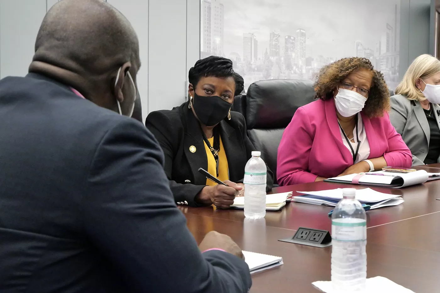 NEA President Becky Pringle talks with Birmingham School District officials about Labor-Management Collaboration