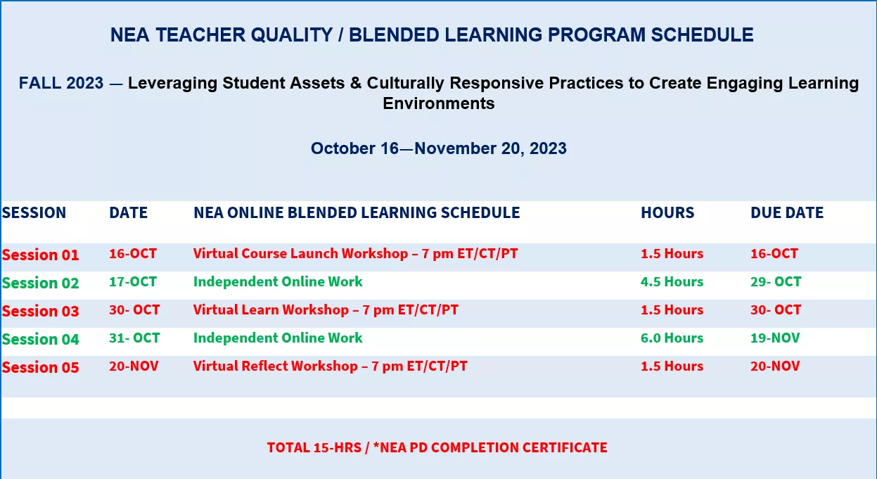 Leveraging Student Assets schedule