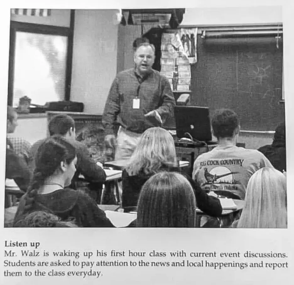 Tim Walz as a teacher in class