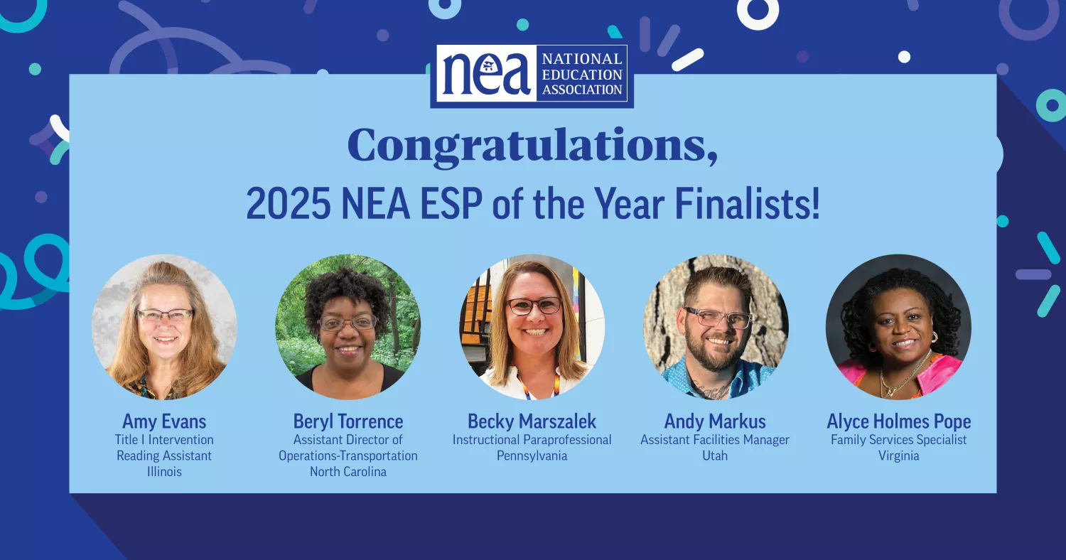 graphic that says congratulations to 2025 NEA ESP of the Year finalists