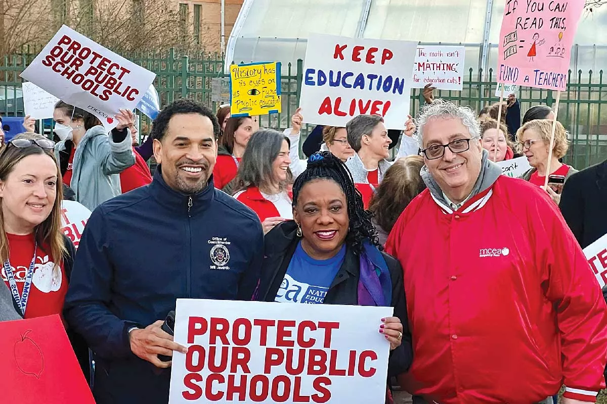 Becky Pringle at the Protect Public Schools Walk-In at Takoma Park, Maryland.