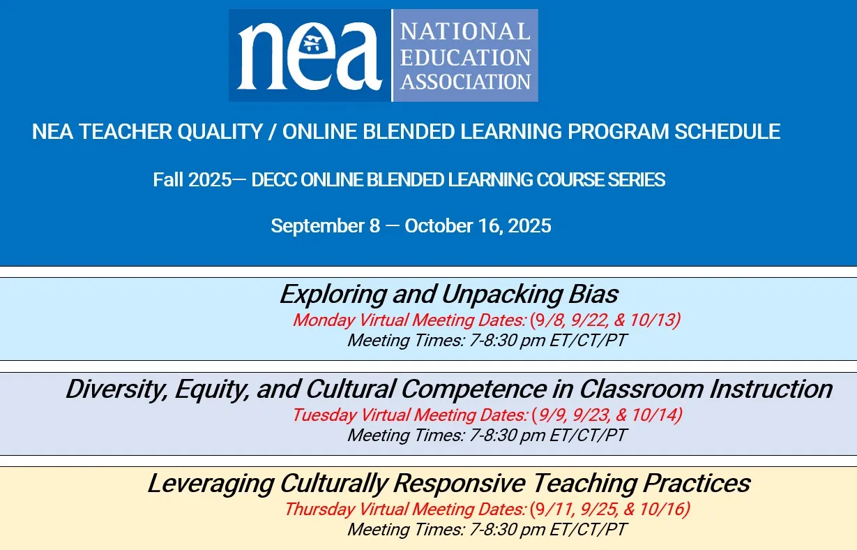 DECC Blended Learning schedule 2025