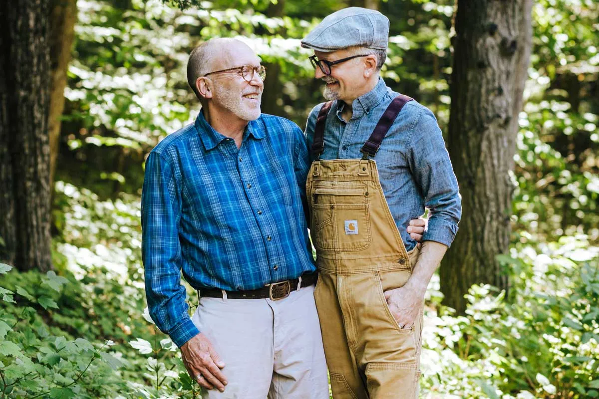 Retired educator Tracy Hobbs and his husband, Eddie