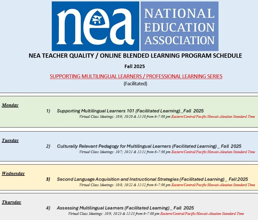 Multilingual Schedule Fall 2025