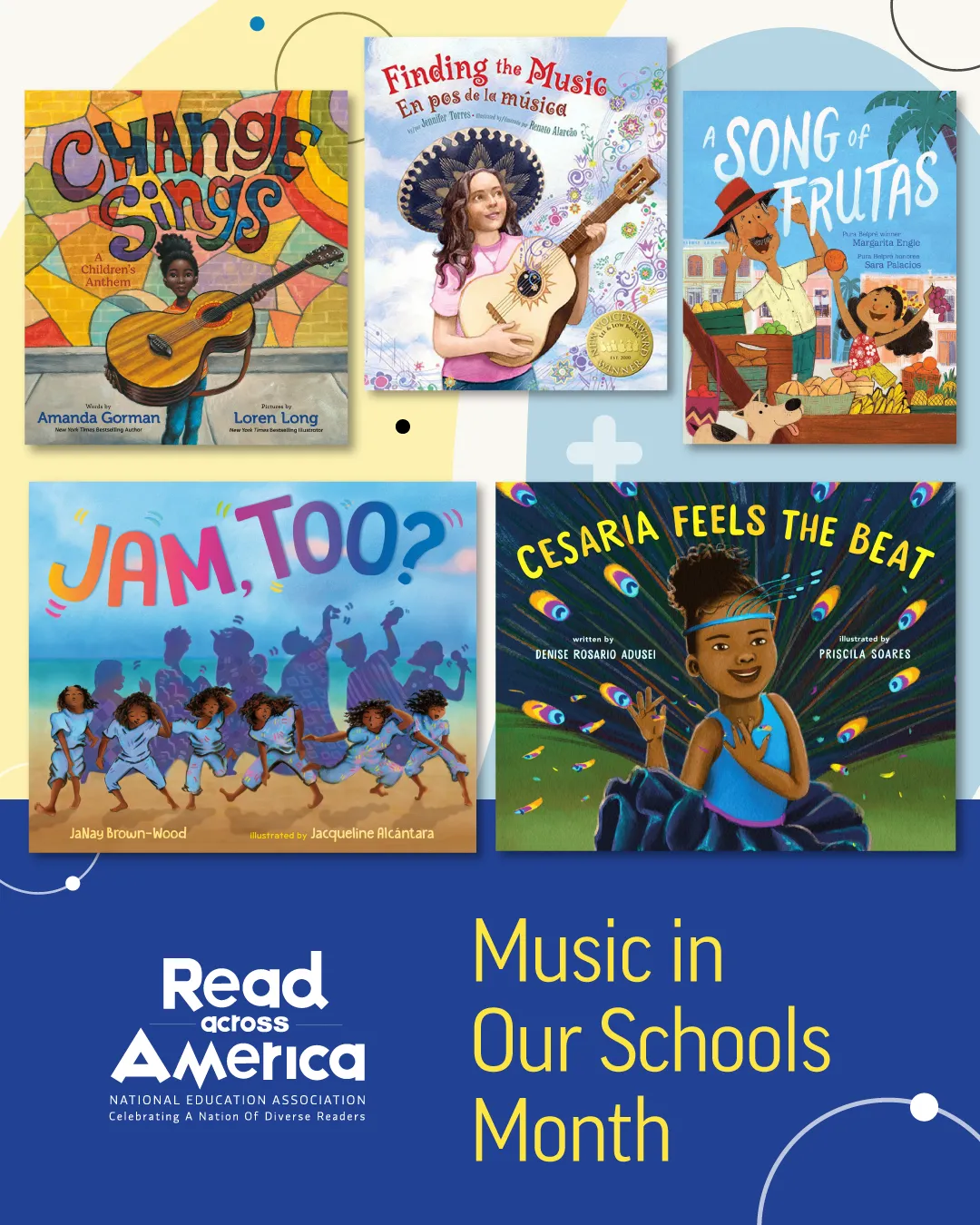 A collage of picture book covers for Music in Our Schools Month