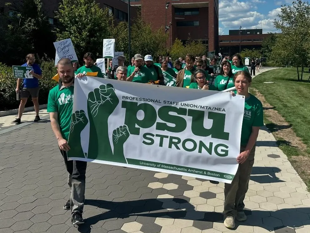 PSU members rallying in Boston