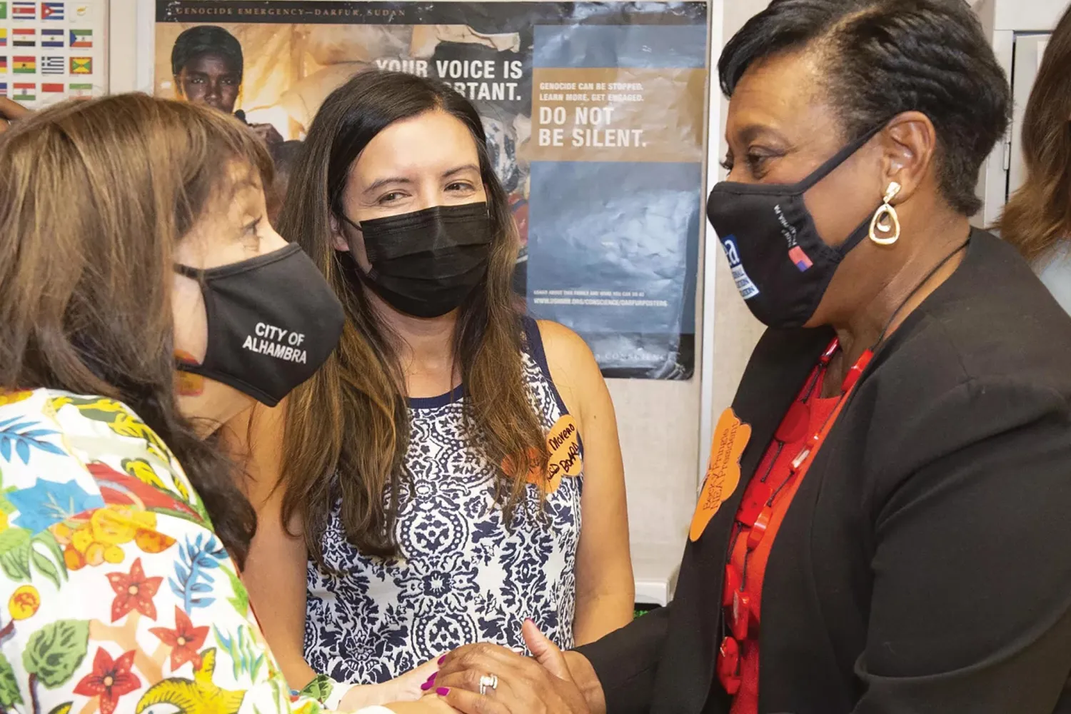 Becky Pringle meeting with members during pandemic times.