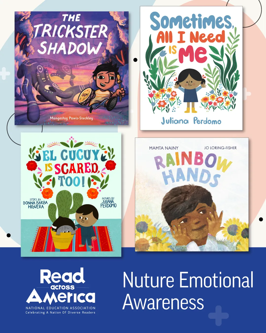 Collage of book covers from the 2026 Read Across America Calendar and text that says Nurture Emotional Awareness