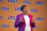 NEA President Becky Pringle delivers the keynote address to the 2021 NEA Representative Assembly.