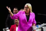 NEA Executive Director Kim Anderson addresses delegates at the 2023 NEA RA in Orlando