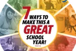 Cover of August 2023 NEA Today magazine. Shows a collage of 7 images of educators on the job with the text: 7 ways to make this a great school year