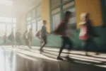 student in hallway