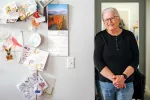 Maine retiree Jane Conroy rotates former students’ drawings on her seasonal “Wall of Fame”