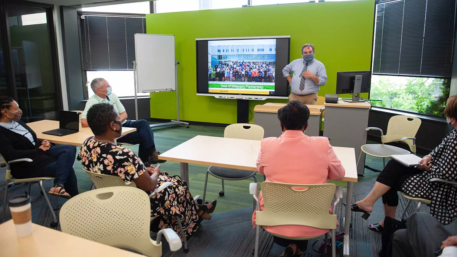NEA President Becky Pringle meets with faculty at the University of Iowa College of Education