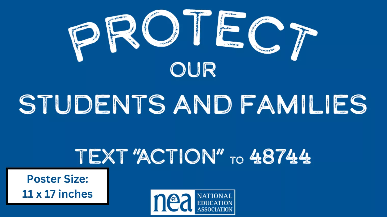 A preview image of the 11x17 version of the “Protect our students and families” rally sign