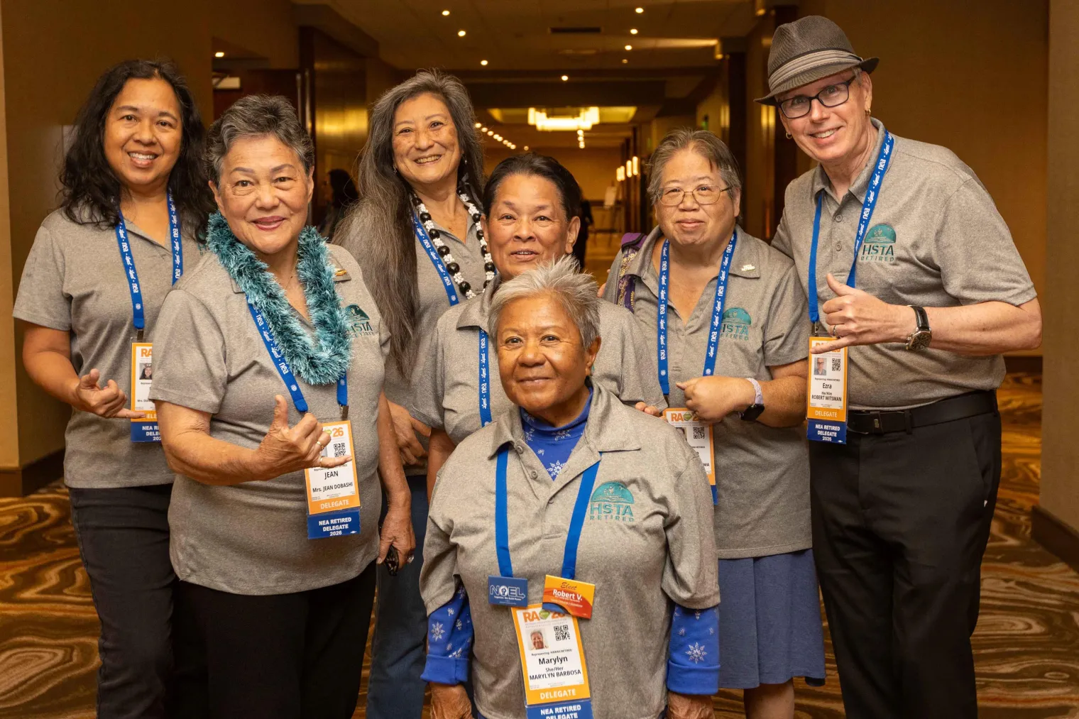 Attendees from Hawaii showing off their state spirit.  