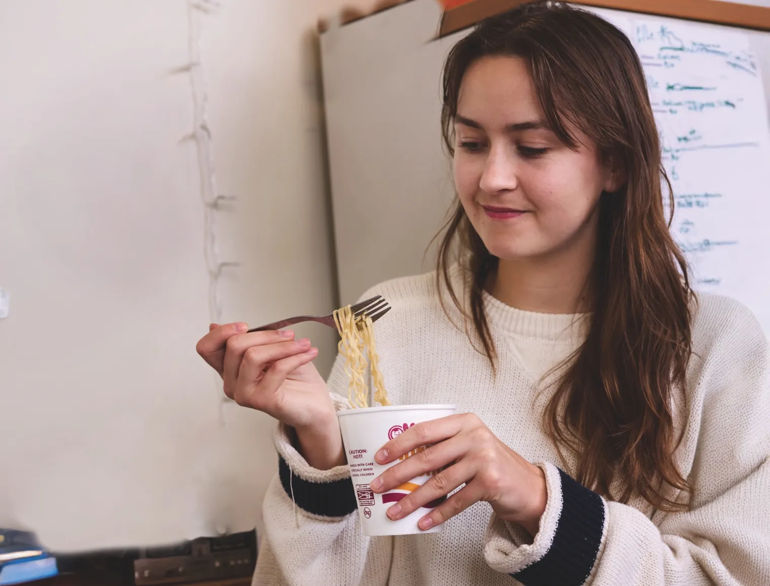 Ellie Bollich eating ramen