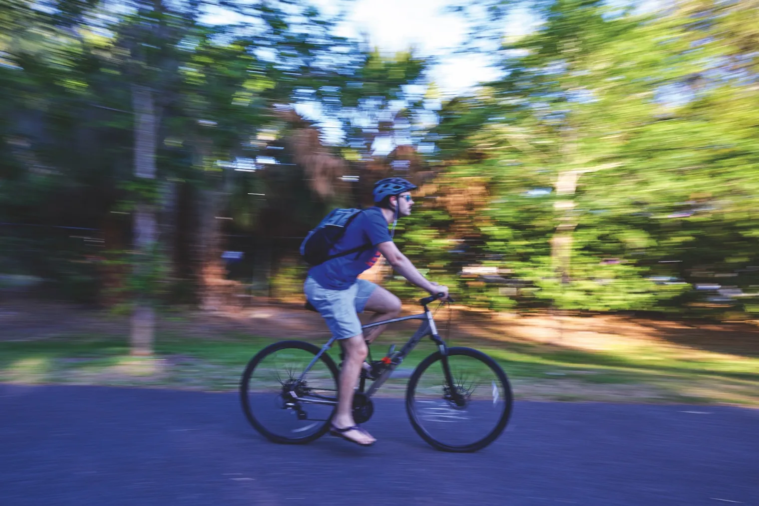 Nick Filannino on his bicycle
