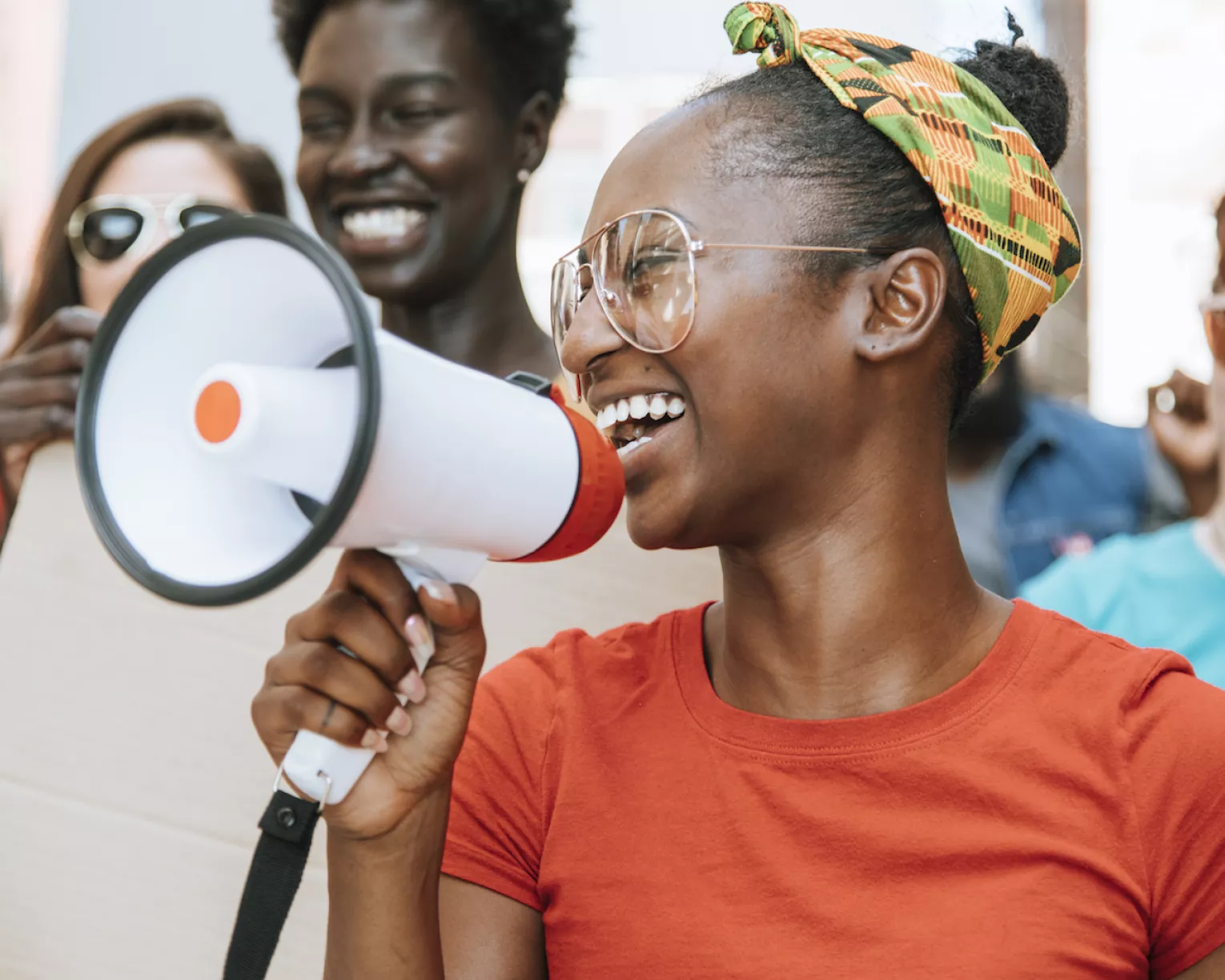 Young activist with megaphone