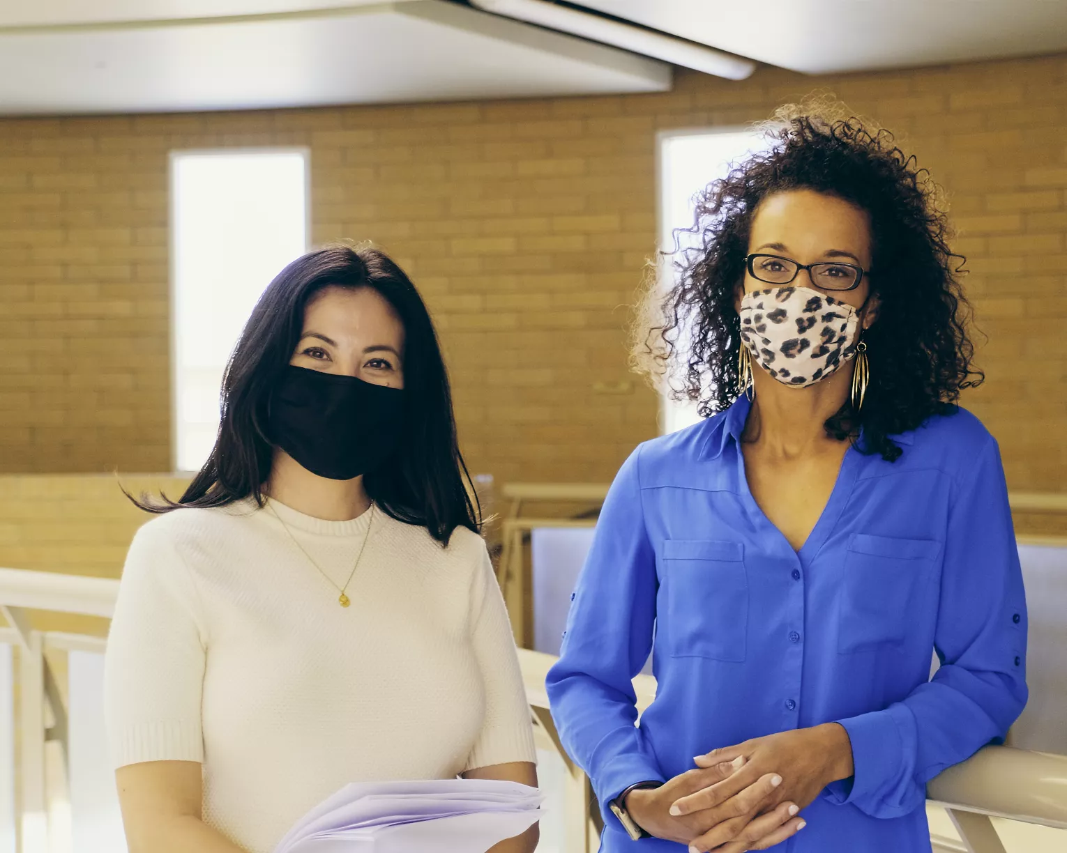 Educators wearing masks