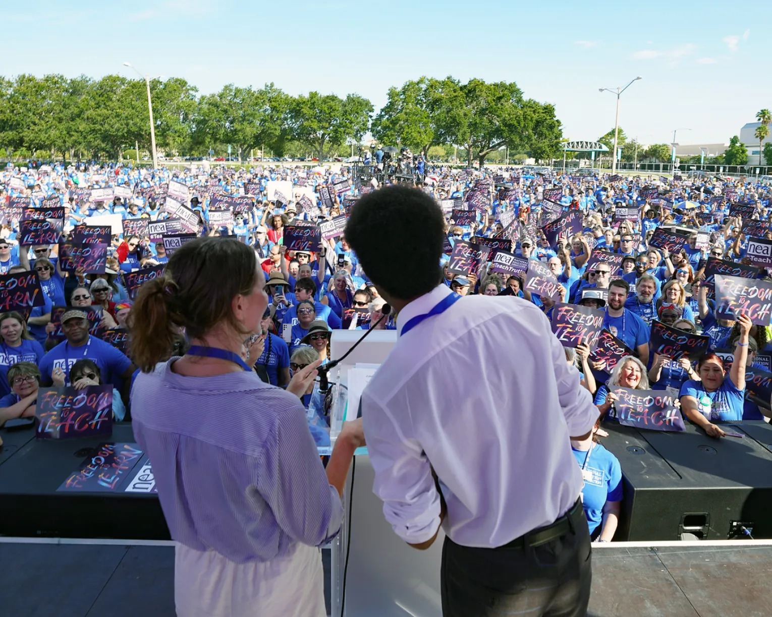 Speakers at the Freedom to Learn Rally in Orlando, Florida