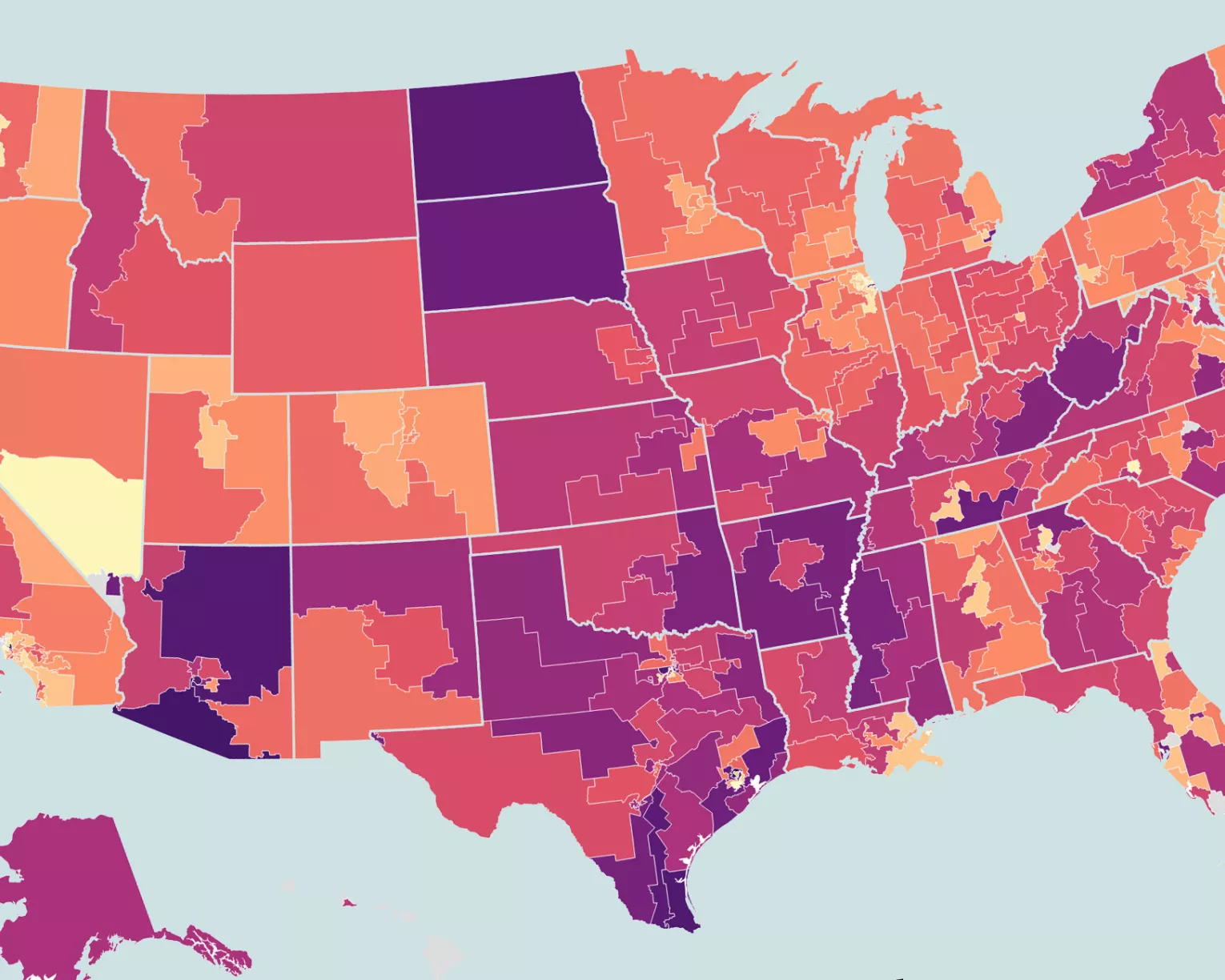 Heatmap of federal funding for public schools