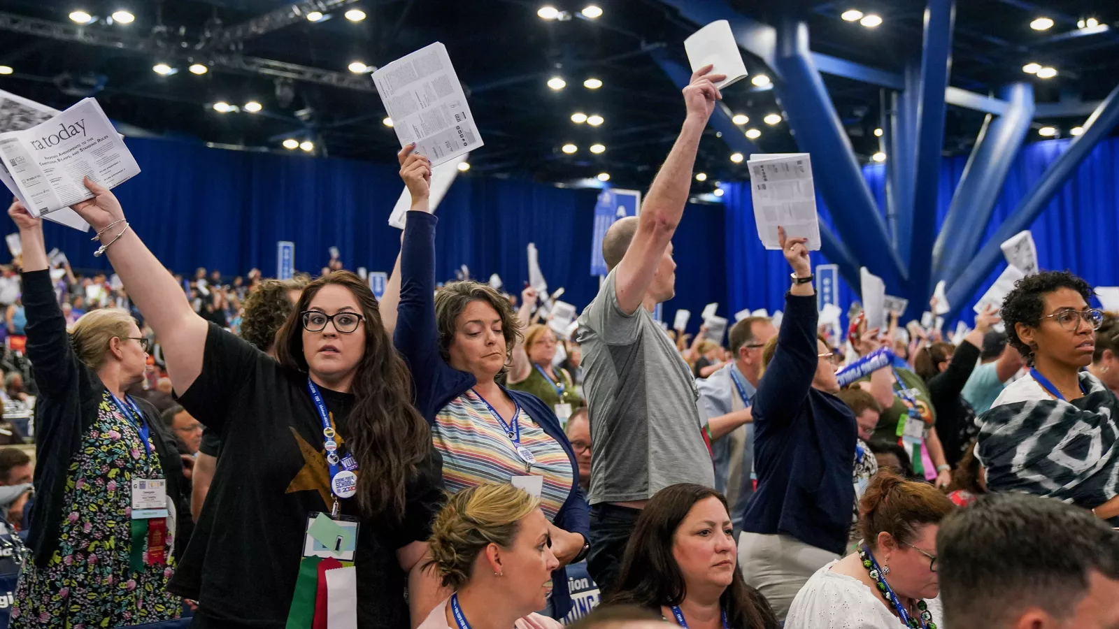 Delegates vote at the RA