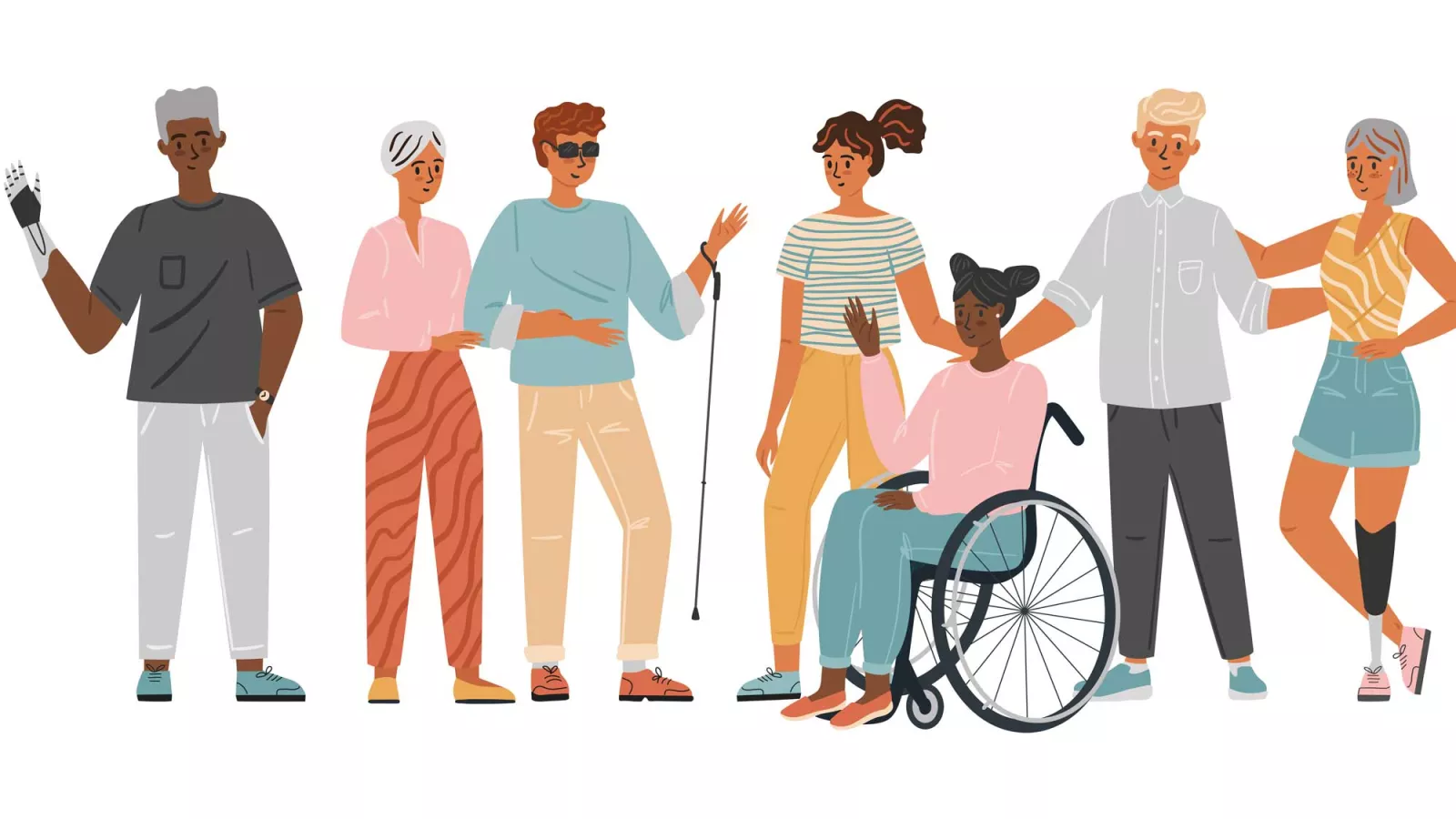 Graphic image of people with different types of disabilities.