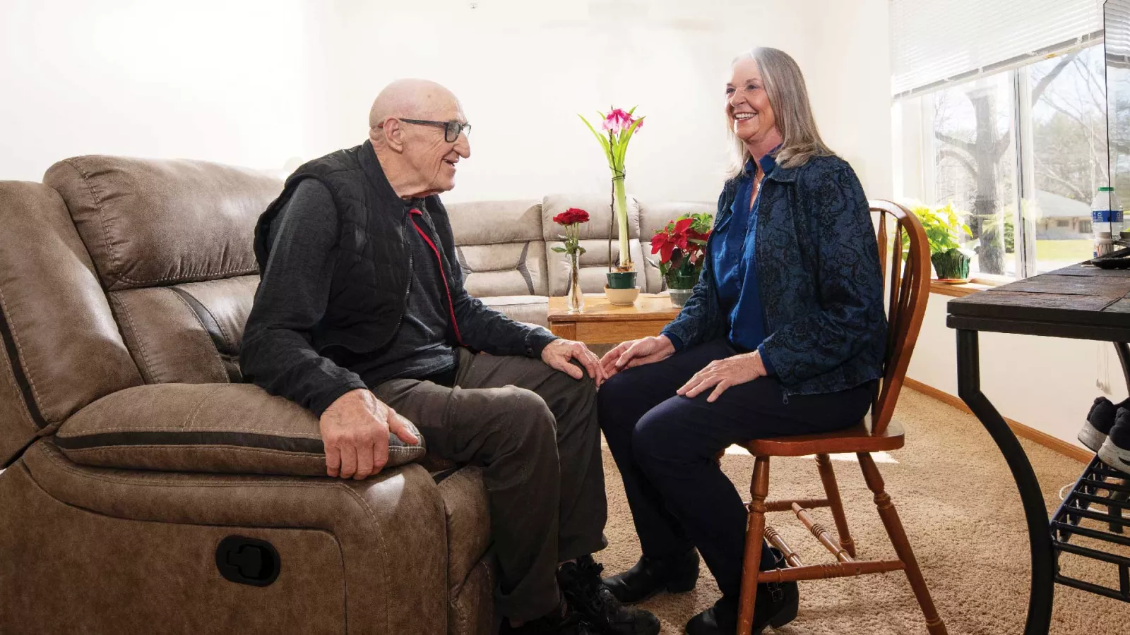 Retired teacher Robin Aslakson and her father, John Stafford