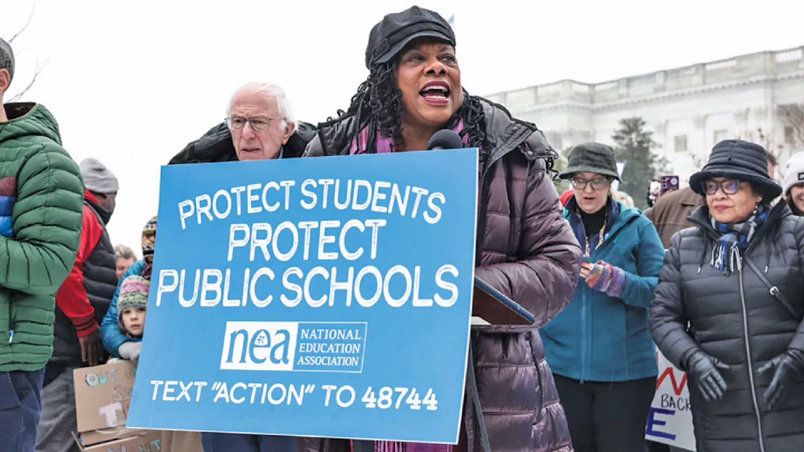NEA President Becky Pringle at the Protect Our Public Schools Walk-in at Takoma Park Middle School