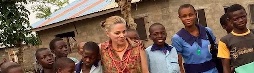 Dena Grushkin with students in Lagos, Nigeria