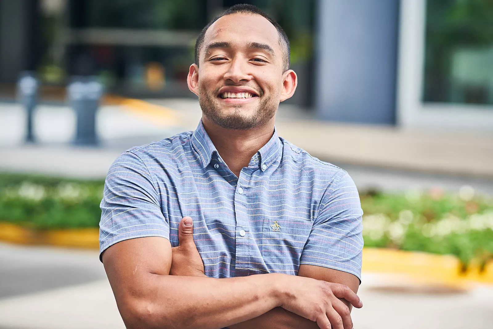 Edwin Camarino Monarrez outside his school