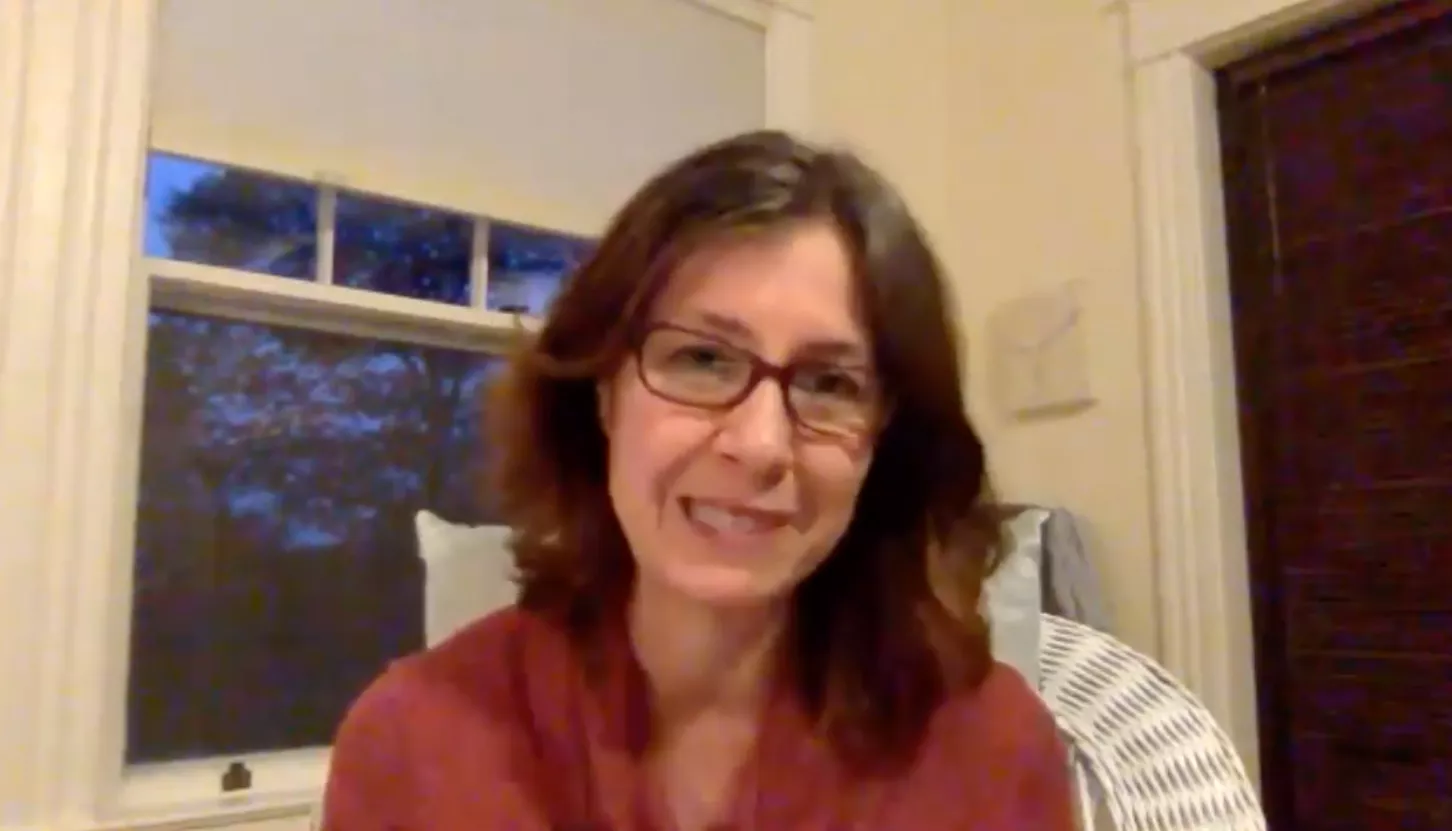 Bethany Robertson speaks during a conference on distance learning