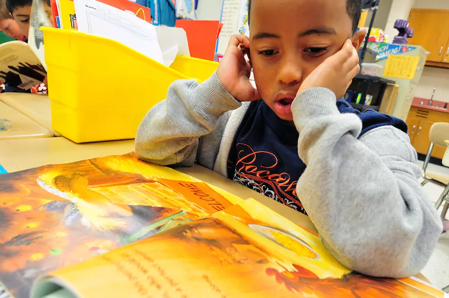 A child reads a book