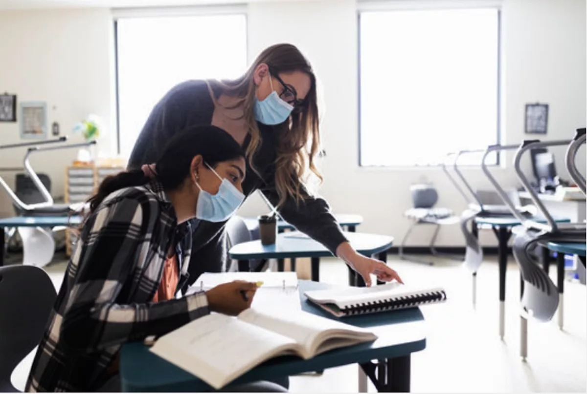 teacher and students covid